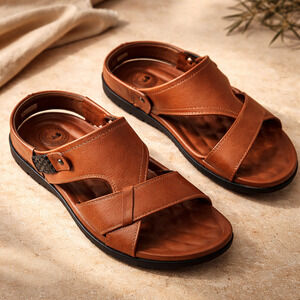 Men's Fashion Sandals Ankle Strap Or Slide Size 7 Camel
